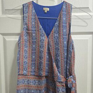 Cremieux Blouse Top Womens Sleeveless Side Tie Small Blue BoHo